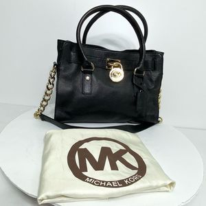 Michael Kors Hamilton North South Padlock Leather Satchel Bag